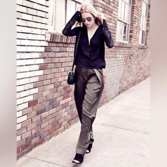 Rag & Bone Blaine Silk Chiffon Surplice V-neck Cocktail Holiday Sexy Blouse Top - Picture 5 of 12